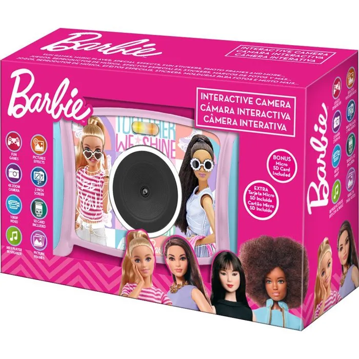 Kids Licensing Barbie - Caméra interactive pour enfants à partir de 3 ans, avec fonctions de prise de vue vidéo, photo et retouche