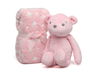 KioKids - Ours en peluche rose avec couverture étoilée pour bébé, doudou d'attache et cadeau naissance - 25 cm, 100% polyester