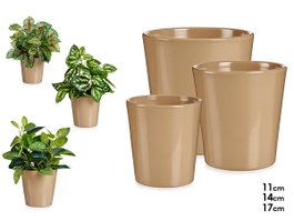 IBERGARDEN Set de 3 Maceteros Coniques en Argile Beige