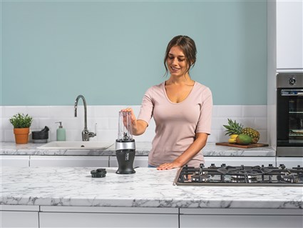 Ninja QB3001EUS - Blender personnel pour smoothies, 700 W, 2 gobelets voyage 470 ml, lames en acier inoxydable