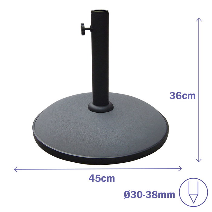 Marbueno Base de Parapluie Rond Béton Gris 45x36cm 20kg pour Jardin Piscine Terrasse 10449 Marbueno Base de Parapluie Rond Béton Gris 45x36cm 20kg pour Jardin Piscine Terrasse 10449