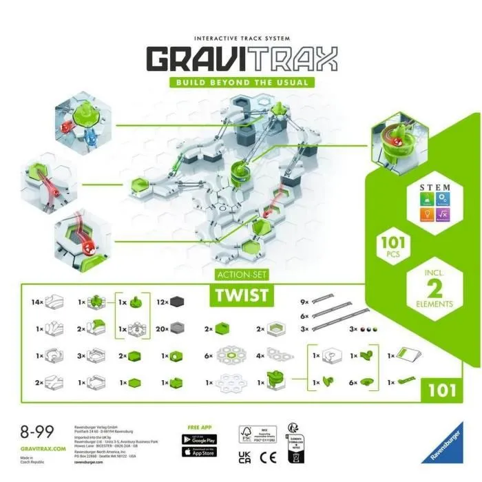 Ravensburger 22576 Gravitrax Starter Set Twist - Circuit de billes - Jeu de construction créatif 101 pièces - Dès 8 ans - Version française
