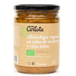 Carlota Organic Albondigas En Salsa De Tomate Y Vino Tinto 425G - Boulettes vegan sauce tomate et vin rouge bio