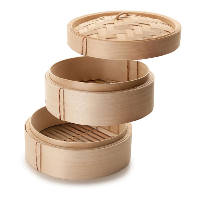 Ibili Vaporera de bambú con tapa, ø20 cm