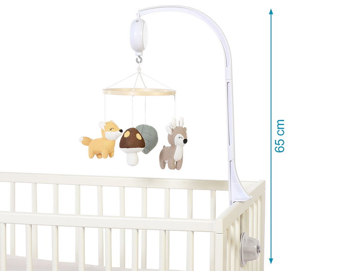 KioKids Mobile de berceau musical avec peluches en coton - Salvia