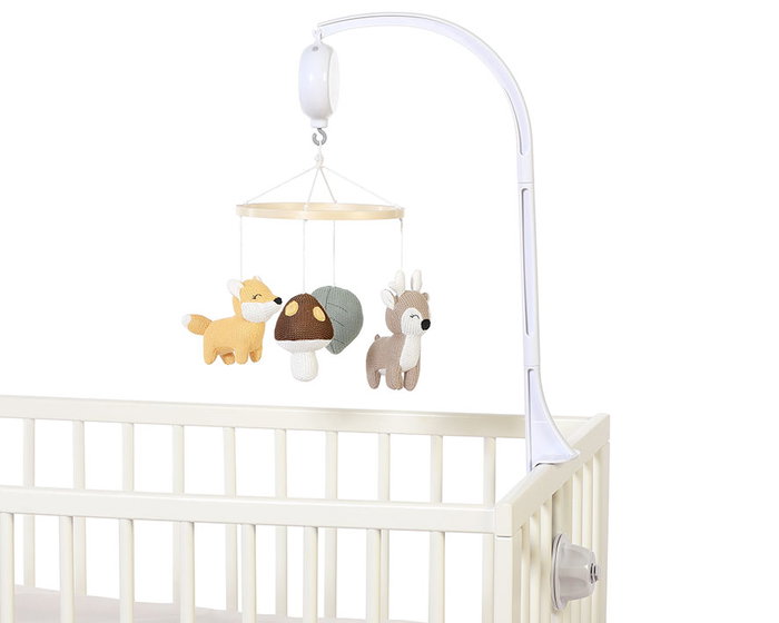 KioKids Mobile de berceau musical avec peluches en coton - Salvia