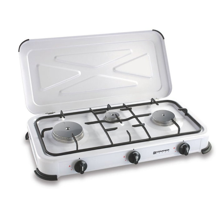 Kemper 3 feux Table de cuisson gaz butane/propane blanche 600 x 340 x 100 mm Kemper 3 feux Table de cuisson gaz butane/propane blanche 600 x 340 x 100 mm