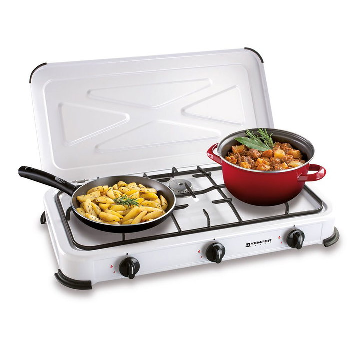 Kemper 3 feux Table de cuisson gaz butane/propane blanche 600 x 340 x 100 mm Kemper 3 feux Table de cuisson gaz butane/propane blanche 600 x 340 x 100 mm