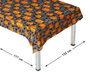 Nappe Halloween grise avec citrouilles oranges et phrases 132x177 cm
