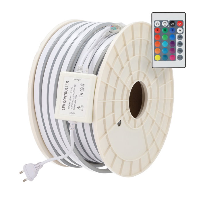 Bande LED flexible RGB 50 mètres 12 W/m 230 V CA 80 LED/m SMD3535 IP65 Bande LED flexible RGB 50 mètres 12 W/m 230 V CA 80 LED/m SMD3535 IP65