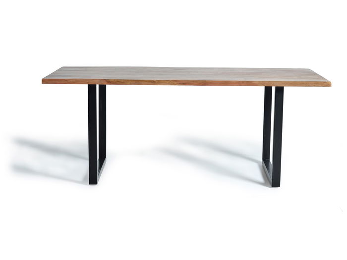 GINER Y COLOMER Table de salle à manger en bois d'acacia massif 36 mm avec pieds en métal noir, dimensions 200 x 100 cm, finition naturelle GINER Y COLOMER Table de salle à manger en bois d'acacia massif 36 mm avec pieds en métal noir, dimensions 200 x 100 cm, finition naturelle