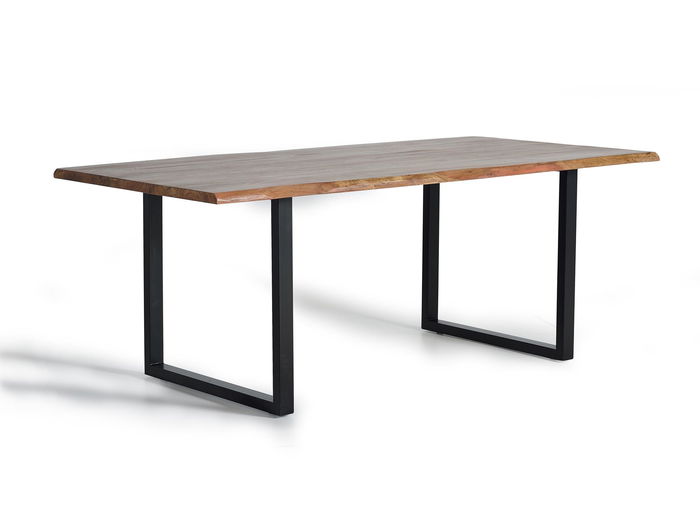 GINER Y COLOMER Table de salle à manger en bois d'acacia massif 36 mm avec pieds en métal noir, dimensions 200 x 100 cm, finition naturelle GINER Y COLOMER Table de salle à manger en bois d'acacia massif 36 mm avec pieds en métal noir, dimensions 200 x 100 cm, finition naturelle