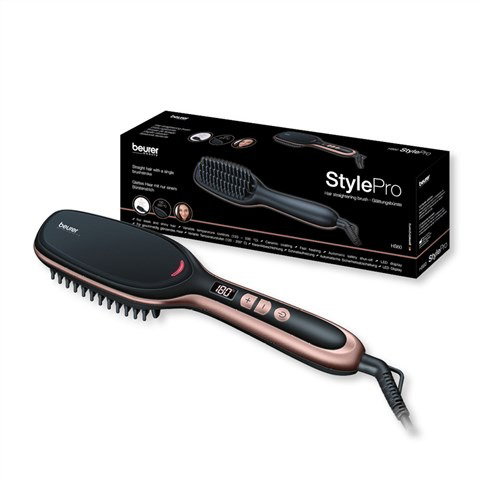 Beurer HS-60 Cepillo Alisador Électrique avec Écran LCD et Fonction Ionique pour Lisser et Donner du Volume aux Cheveux