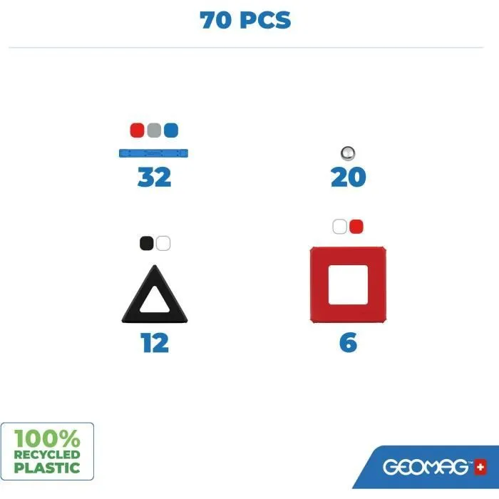 Geomag Classic Panels - Jeu de construction magnétique NASA Shuttle Navette - 70 pièces avec panneaux - Jouet éducatif dès 3 ans