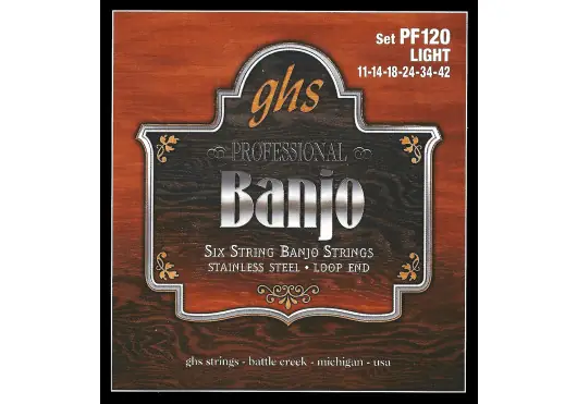 GHS Jeu de cordes Banjo Acier Inoxydable 6 pièces Light GHS GHS Jeu de cordes Banjo Acier Inoxydable 6 pièces Light GHS