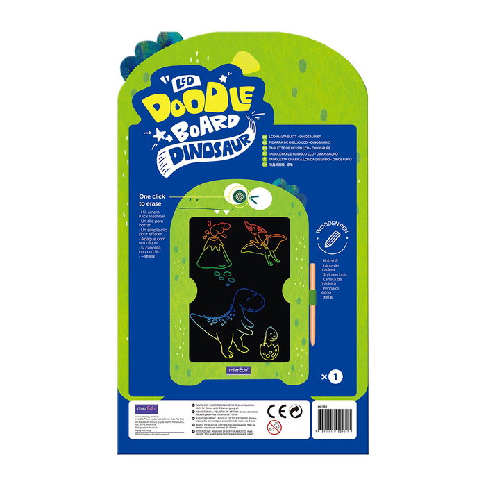 Mieredu Pizarra LCD de Dessin et d'Écriture avec Design Dinosaurio pour Enfants, Ardoise Électronique Effaçable sans Tâche