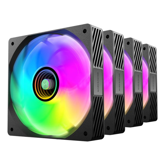 Mars Gaming Ventilateur MF3DPROKIT ARGB 4x 120mm avec Hub et Télécommande RF pour PC