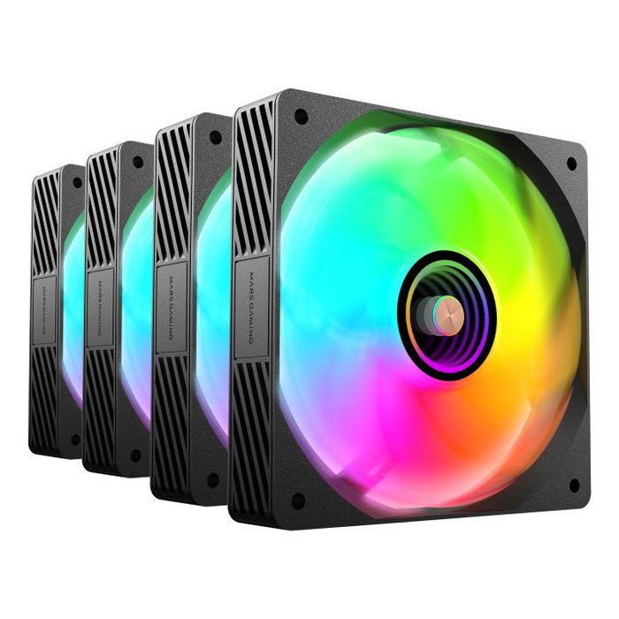 Mars Gaming Ventilateur MF3DPROKIT ARGB 4x 120mm avec Hub et Télécommande RF pour PC