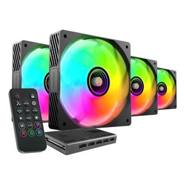 Mars Gaming Ventilateur MF3DPROKIT ARGB 4x 120mm avec Hub et Télécommande RF pour PC