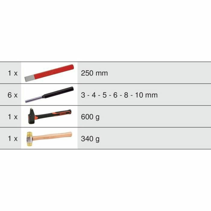 KS Tools Module d'outils de frappe 9 pièces Rouge