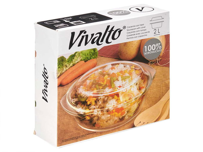 VIVALTO Cacerola en Borosilicate Transparente 2L VIVALTO Cacerola en Borosilicate Transparente 2L