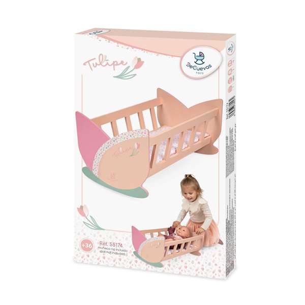 Decuevas Lit bébé en bois Tulipe pour enfant à partir de 3 ans - Dimensions : 49.50 x 28 x 24 cm - Assemblage nécessaire