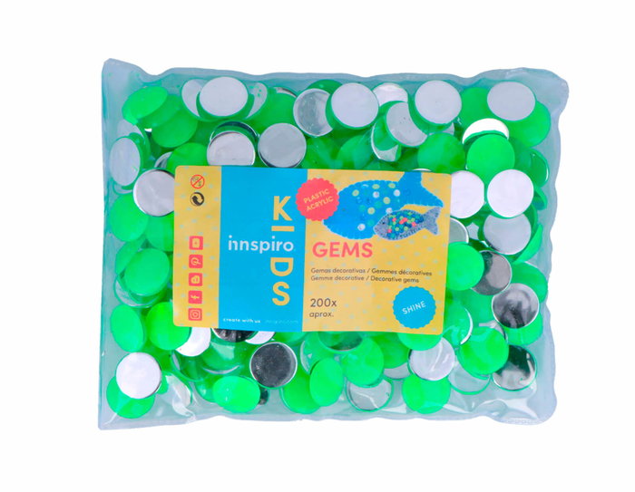 Innspiro Gemas decorativas acrílicas cercle vert fluor 18mm, 200 unités Innspiro Gemas decorativas acrílicas cercle vert fluor 18mm, 200 unités