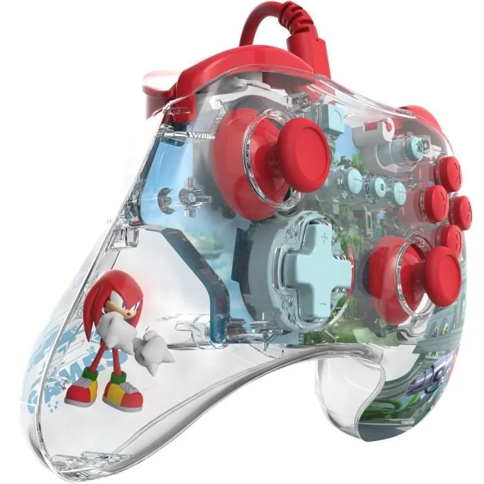 PDP Realmz Knuckles Manette filaire officielle pour Nintendo Switch, Switch Lite et OLED - Éclairage LED réglable et figurine intégrée