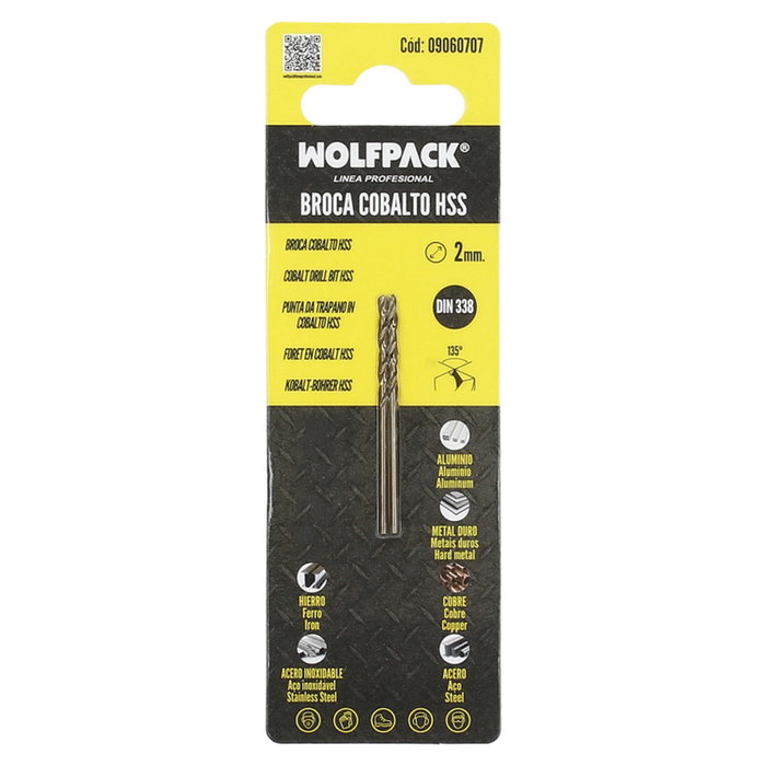 WOLFPACK LINEA PROFESIONAL Mèche HSS Cobalt Cylindrique 2,0 mm (Pack de 2)