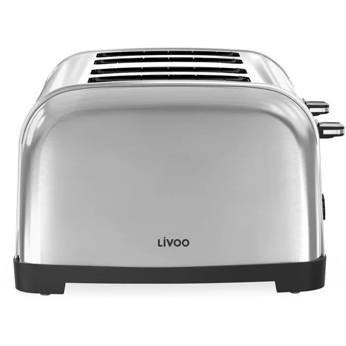 Livoo DOD197 Grille-pain 4 fentes - 1700 W - Acier inoxydable - 2 thermostats réglables indépendants - Fonctions dégivrage et réchauffage Livoo DOD197 Grille-pain 4 fentes - 1700 W - Acier inoxydable - 2 thermostats réglables indépendants - Fonctions dégivrage et réchauffage