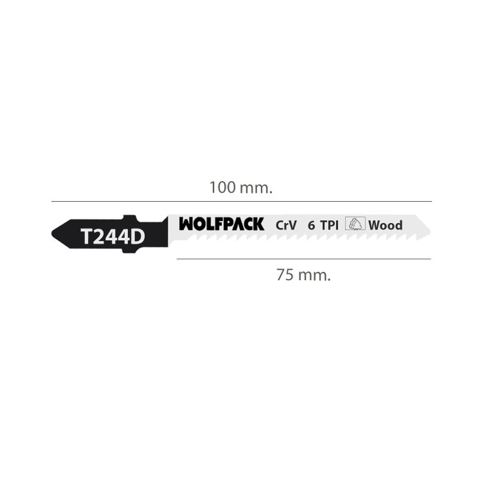 WOLFPACK LINEA PROFESIONAL Lot de 5 lames de scie sauteuse pour bois, coupe grossière, tige en T