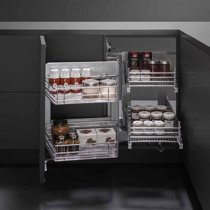 VIBO Evona Modulo 900, Panier Extractible pour Meuble de 900mm, Finition Cromo Brillo, Main Droite