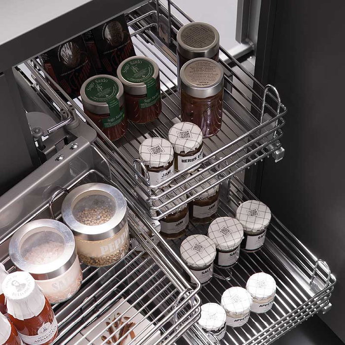 VIBO Evona Modulo 900, Panier Extractible pour Meuble de 900mm, Finition Cromo Brillo, Main Droite