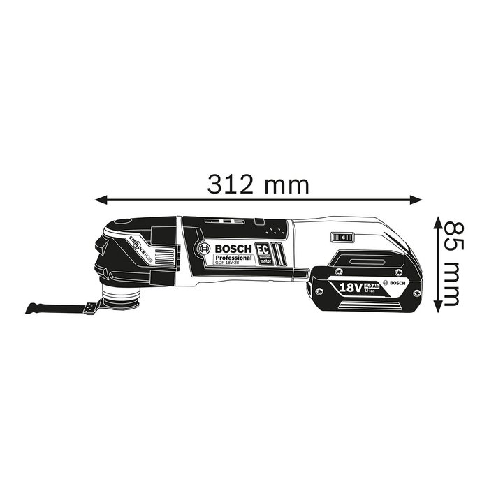 Bosch Professional GOP 12V-28 Découpeur-ponceur sans-fil avec 2 Batteries 3,0Ah, Accessoires et L-Boxx