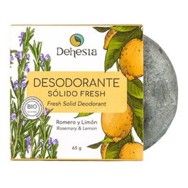 DEHESIA Desodorante Solido Bio déodorant solide Fresh aux huiles essentielles de romarin et citron 65 g sans aluminium sans plastique