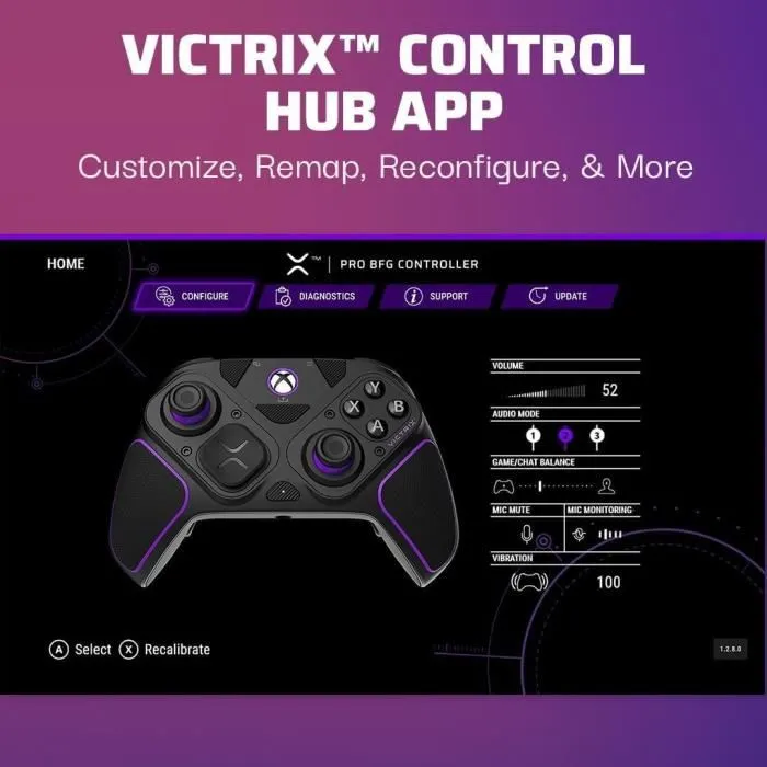 PDP Victrix Pro BFG - Manette de jeu sans fil pour PC, Xbox One & Series X|S - Boutons mappables, sticks modulables, Dolby Atmos - Noire