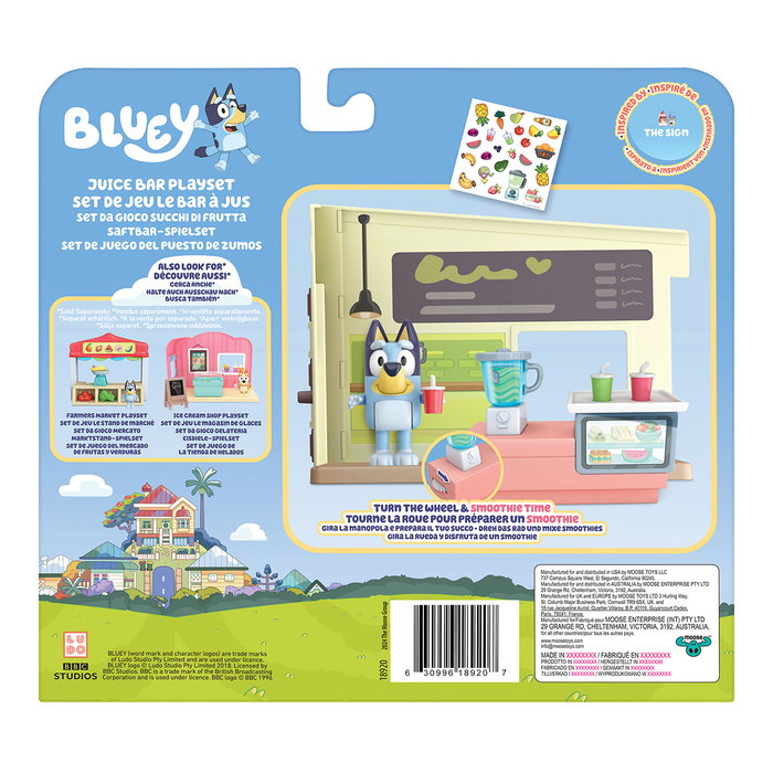 MOOSE Bluey Mini Playset Tienda de Zumos avec Figurine Articulée et Accessoires - Jouet Enfants 3 Ans et Plus - Réf. 18920