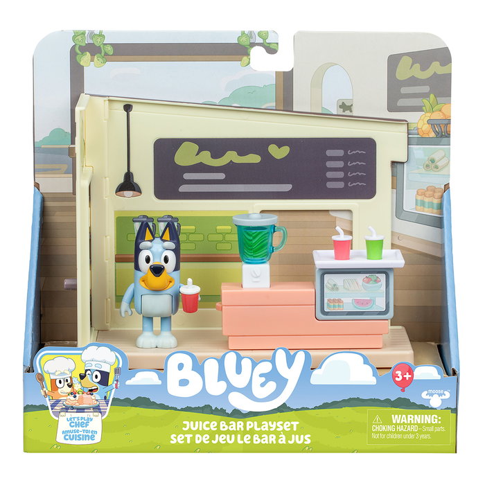 MOOSE Bluey Mini Playset Tienda de Zumos avec Figurine Articulée et Accessoires - Jouet Enfants 3 Ans et Plus - Réf. 18920