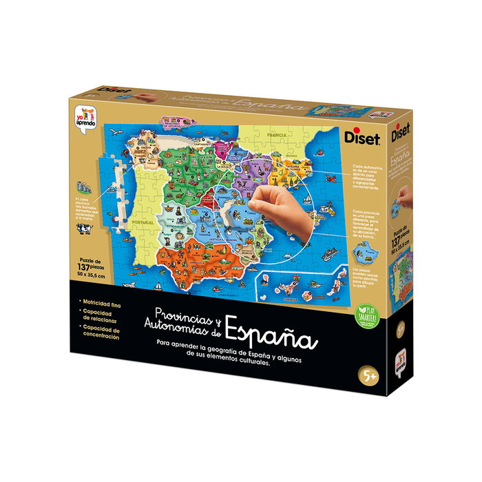 Diset Jeu Éducatif - Apprendre la Géographie des Provinces et Communautés Autonomes d'Espagne - Référence 68942 - Version Espagnole