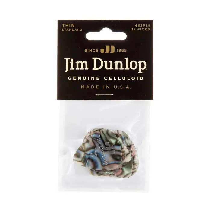 DUNLOP Pack de 12 médiators Genuine Celluloid Classic Abalon - Thin