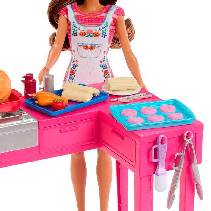 Barbie - Muñeca Teresa Morena Cocinera avec cuisinette et accessoires - Jouet Recipe for Friendship Mattel Jct06