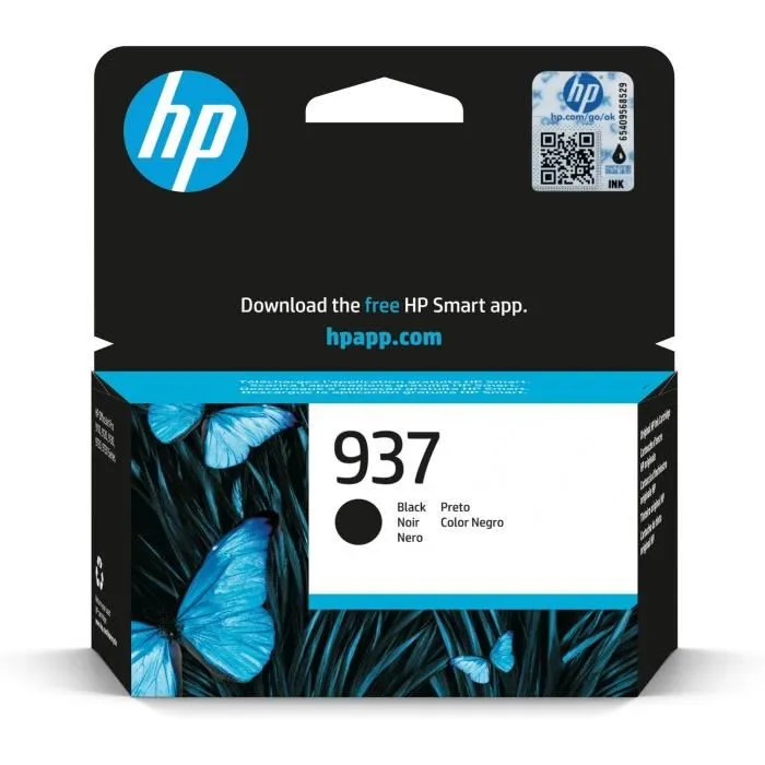 HP Cartouche d'encre authentique noir 937 (4S6W5NE) - 800 pages pour OfficeJet Pro 9110, 9120, 9130, 9720, 9730 HP Cartouche d'encre authentique noir 937 (4S6W5NE) - 800 pages pour OfficeJet Pro 9110, 9120, 9130, 9720, 9730