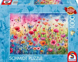 Schmidt Spiele Puzzle 1000 Pièces Prairie de Coquelicots - Paysage Détaillé - Dès 12 Ans