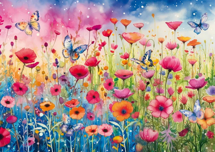 Schmidt Spiele Puzzle 1000 Pièces Prairie de Coquelicots - Paysage Détaillé - Dès 12 Ans