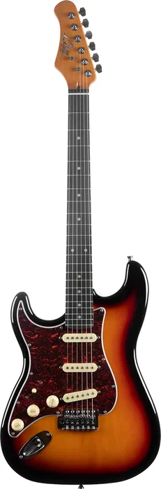 EKO Guitare Électrique Starter ST300 Type Strat Sunburst pour Gauchers - Zurdos