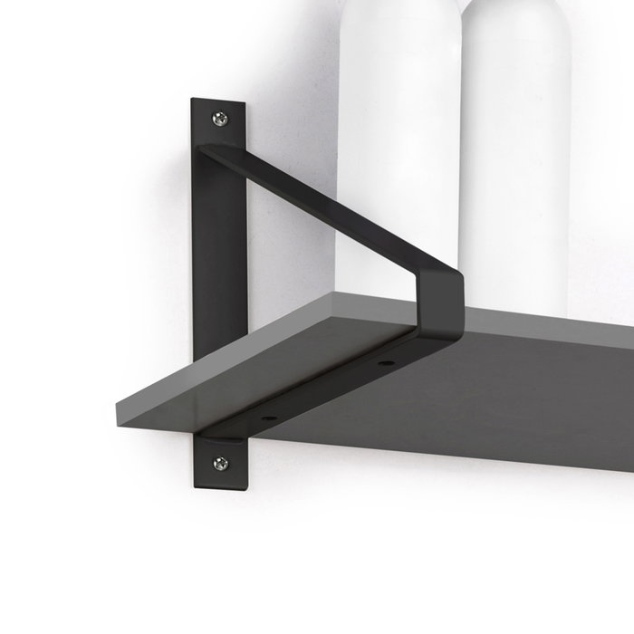 Emuca Jeu de supports pour étagères en bois Shelf avec forme triangulaire, Acier, Peint en noir Emuca Jeu de supports pour étagères en bois Shelf avec forme triangulaire, Acier, Peint en noir