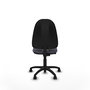 Chaise de bureau Algarra avec mécanisme de contact permanent de base, recouverte de tissu gris foncé. Équipée d'une base en polyamide noir, sans accoudoirs et de roulettes en nylon de 50 mm.
