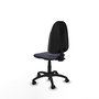 Chaise de bureau Algarra avec mécanisme de contact permanent de base, recouverte de tissu gris foncé. Équipée d'une base en polyamide noir, sans accoudoirs et de roulettes en nylon de 50 mm.