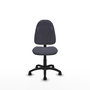 Chaise de bureau Algarra avec mécanisme de contact permanent de base, recouverte de tissu gris foncé. Équipée d'une base en polyamide noir, sans accoudoirs et de roulettes en nylon de 50 mm.