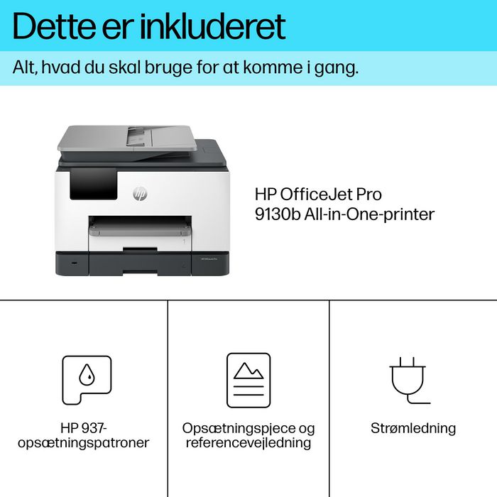 HP OfficeJet Pro 9130b - Imprimante tout-en-un couleur sans fil, WiFi, AirPrint, impression recto verso, écran tactile, ADF, fax